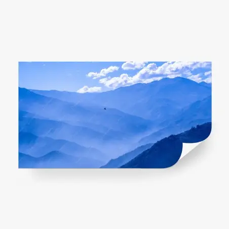 Papier peint paysage brumeux de montagnes bleues – Wallnifity®