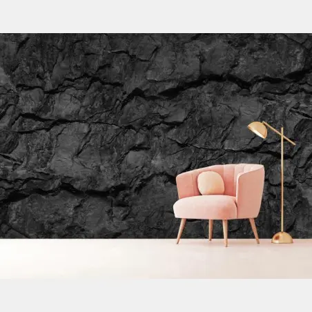 Papier peint paroi rocheuse sombre et texturée – Wallnifity®