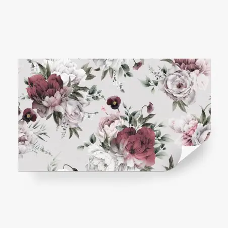 Papier peint pivoines aquarelle sur fond estival – Wallnifity®