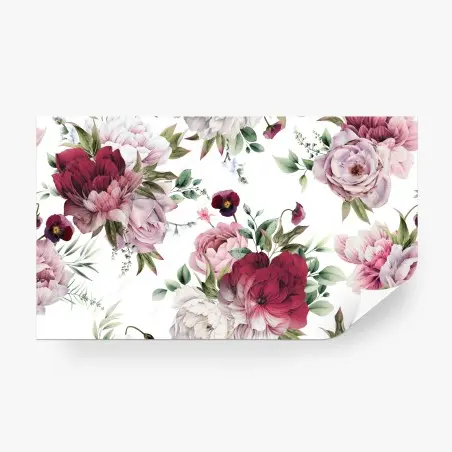 Papier peint motif floral de pivoines aquarelle élégant – Wallnifity®