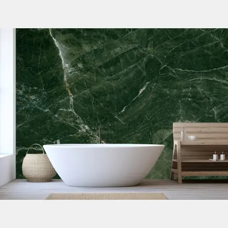 Papier peint marbre vert profond à veines blanches – Wallnifity®