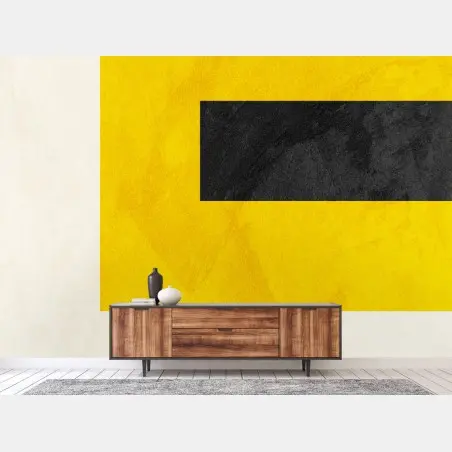 Papier peint composition géométrique minimaliste jaune et noire – Wallnifity®