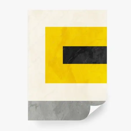 Papier peint composition géométrique minimaliste jaune et noire – Wallnifity®