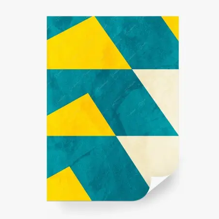 Papier peint motif géométrique bleu canard et jaune moutarde texturé – Wallnifity®