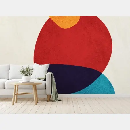 Papier peint composition abstraite en formes organiques et couleurs vives – Wallnifity®