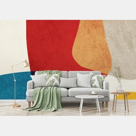 Papier peint composition abstraite aux couleurs vives et formes organiques – Wallnifity®