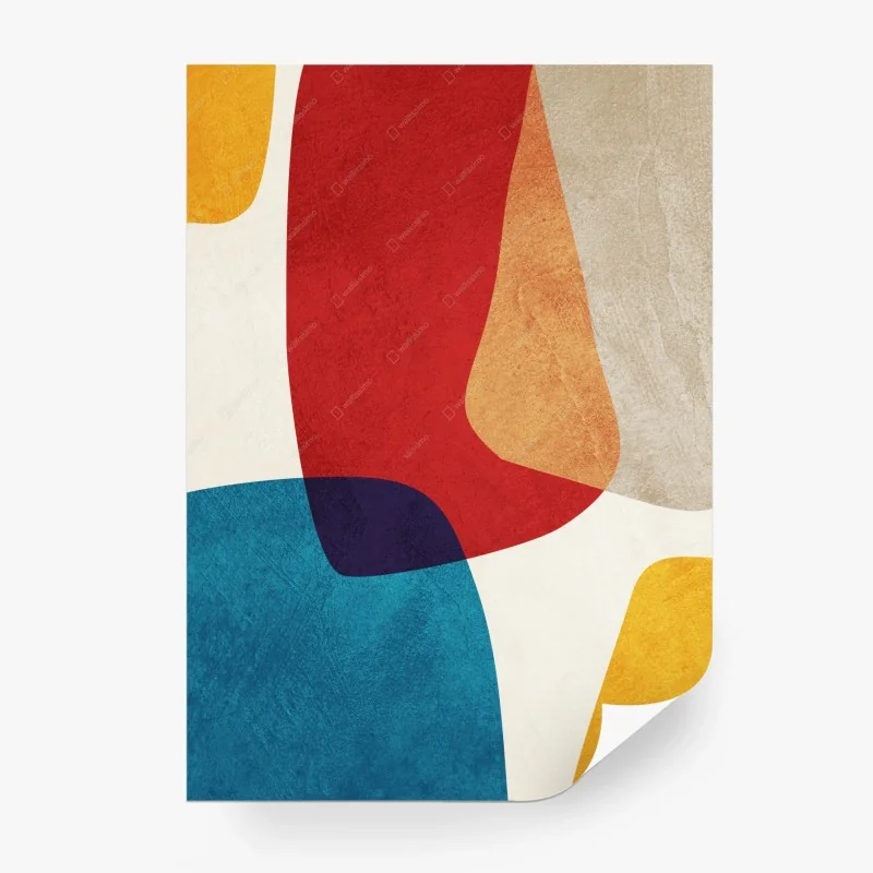 Papier peint composition abstraite aux couleurs vives et formes organiques – Wallnifity®