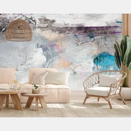 Papier peint horizon abstrait aux tons pastels – Wallnifity®