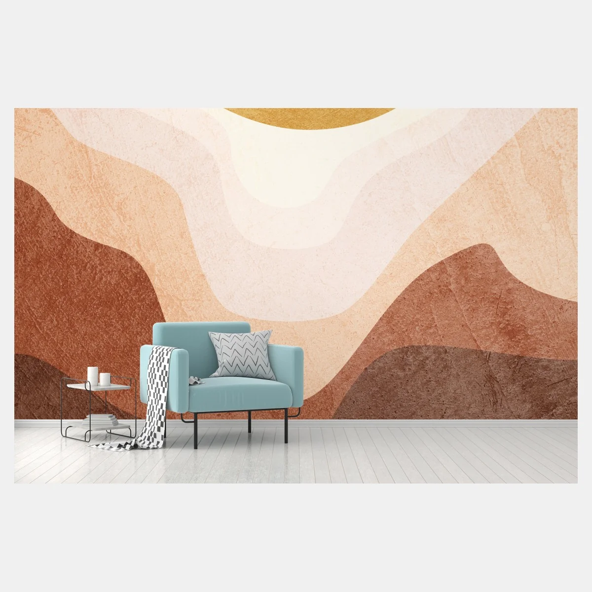 Papier peint paysage abstrait aux tons terre et or – Wallnifity® Papier peint paysage abstrait aux tons terre et or – Wallnifity®