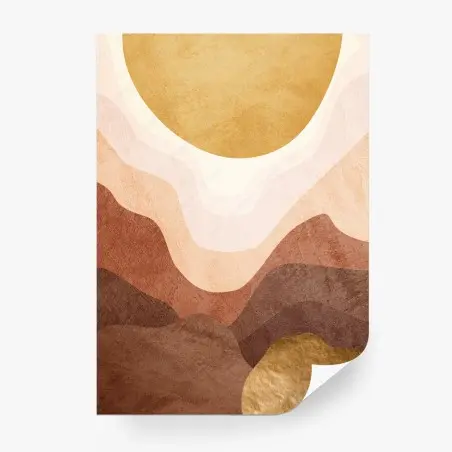 Papier peint paysage abstrait aux tons terre et or – Wallnifity®