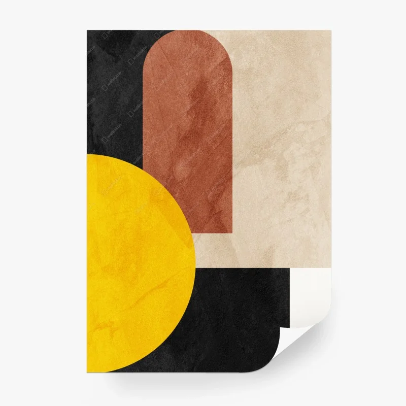 Papier peint composition géométrique aux tons terre et jaune – Wallnifity®
