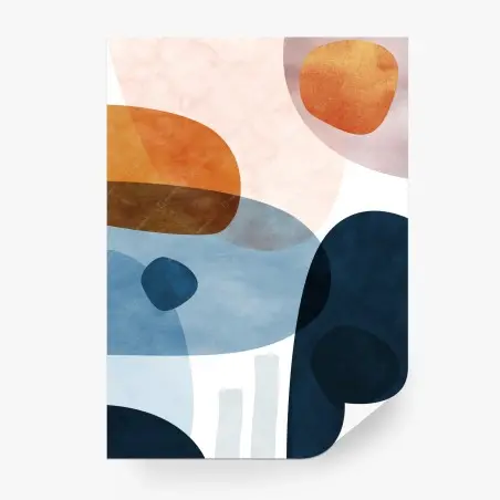 Papier peint composition abstraite en tons bleus et ocres – Wallnifity®