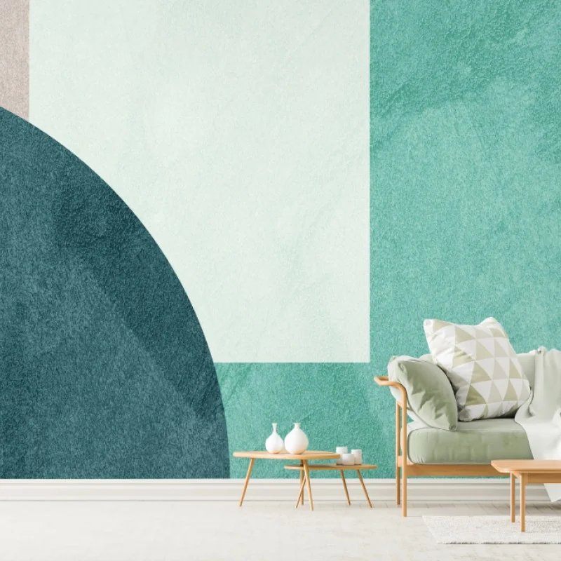 Papier peint composition géométrique vert d'eau et bleu canard – Wallnifity® Papier peint composition géométrique vert d'eau et bleu canard – Wallnifity®