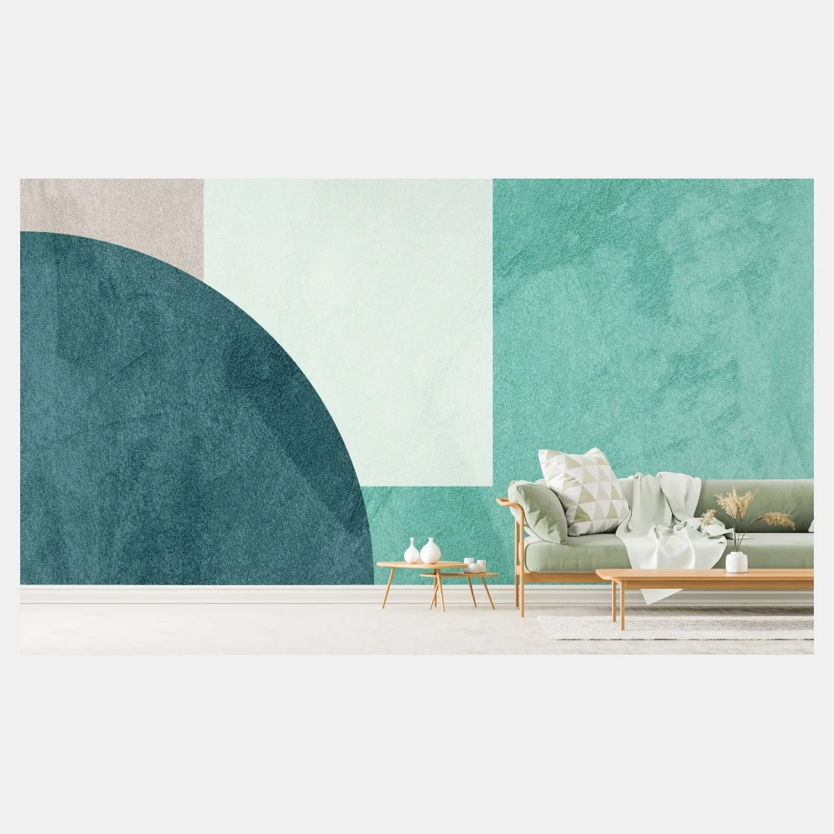 Papier peint composition géométrique vert d'eau et bleu canard – Wallnifity® Papier peint composition géométrique vert d'eau et bleu canard – Wallnifity®