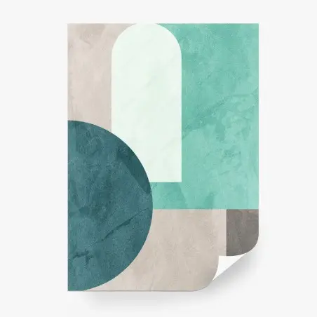 Papier peint composition géométrique vert d'eau et bleu canard – Wallnifity®