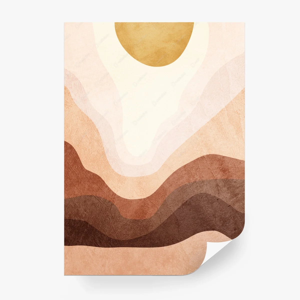Papier peint paysage abstrait aux tons terre et soleil doré – Wallnifity®
