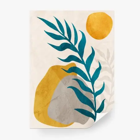 Papier peint composition botanique minimaliste aux formes organiques – Wallnifity®