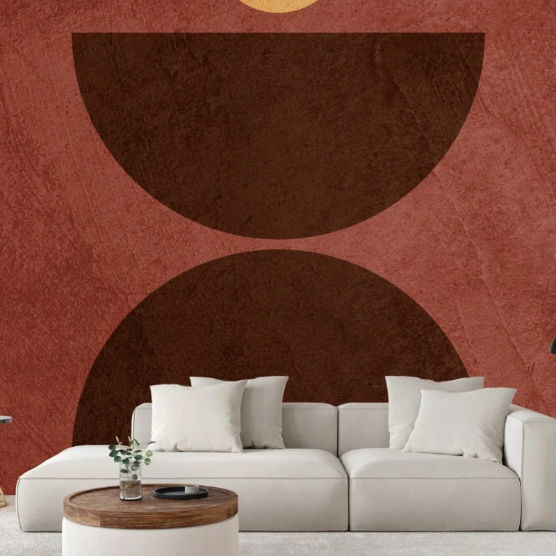 Papier peint équilibre géométrique en terre cuite et ocre – Wallnifity® Papier peint équilibre géométrique en terre cuite et ocre – Wallnifity®