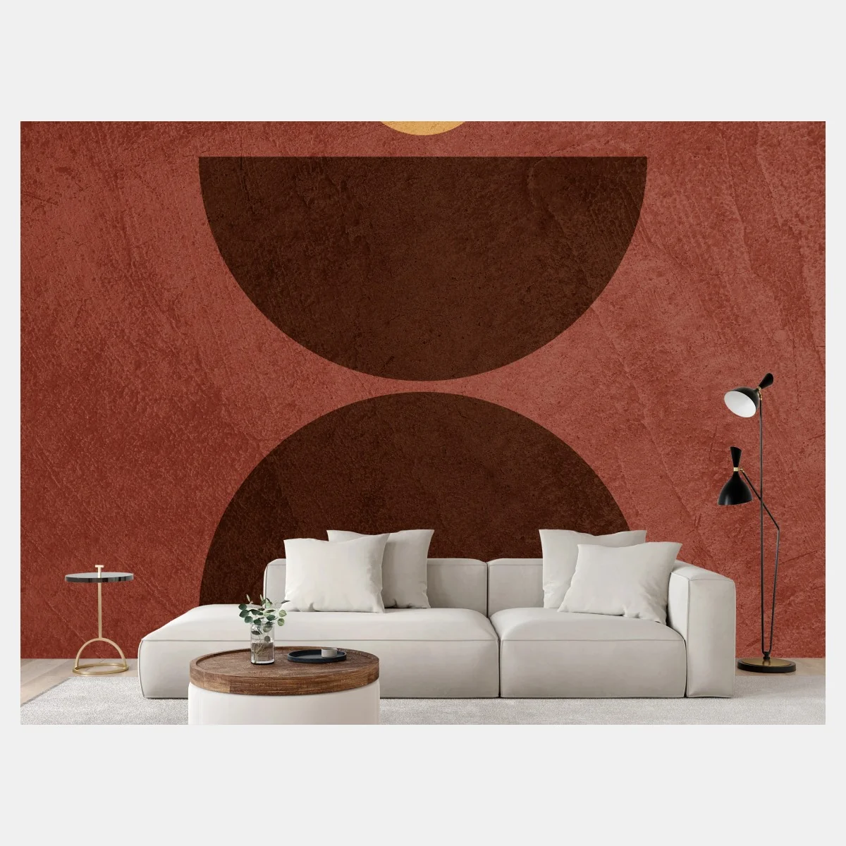 Papier peint équilibre géométrique en terre cuite et ocre – Wallnifity® Papier peint équilibre géométrique en terre cuite et ocre – Wallnifity®