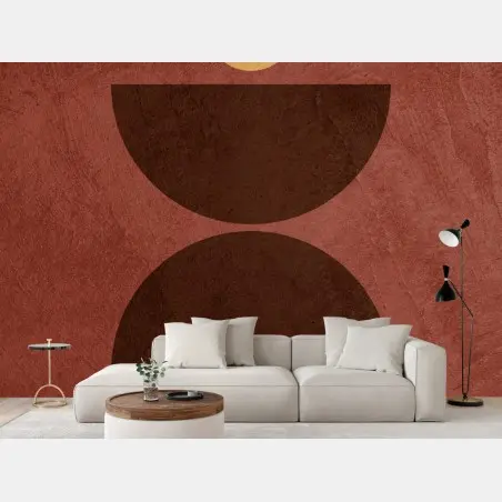 Papier peint équilibre géométrique en terre cuite et ocre – Wallnifity®