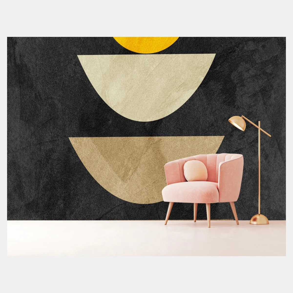 Papier peint composition géométrique soleil et demi-cercles – Wallnifity® Papier peint composition géométrique soleil et demi-cercles – Wallnifity®