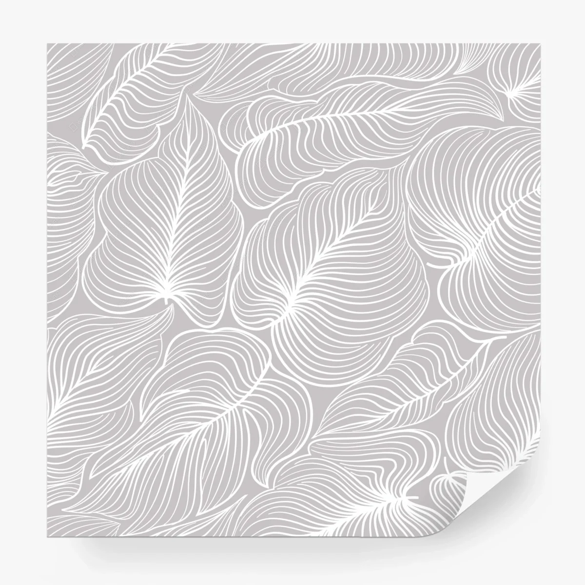 Papier peint motif floral rétro en lignes blanches sur fond gris – Wallnifity®