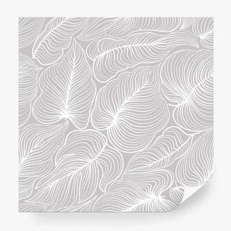 Papier peint motif floral rétro en lignes blanches sur fond gris – Wallnifity®