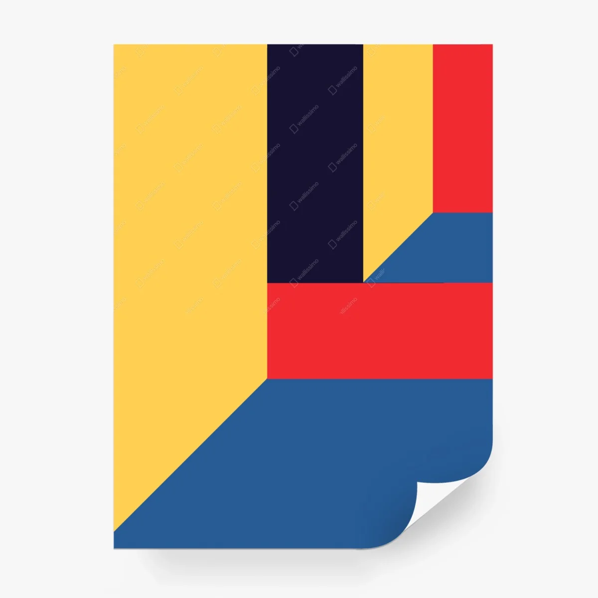 Papier peint composition géométrique en perspective style Mondrian – Wallnifity® Papier peint composition géométrique en perspective style Mondrian – Wallnifity®