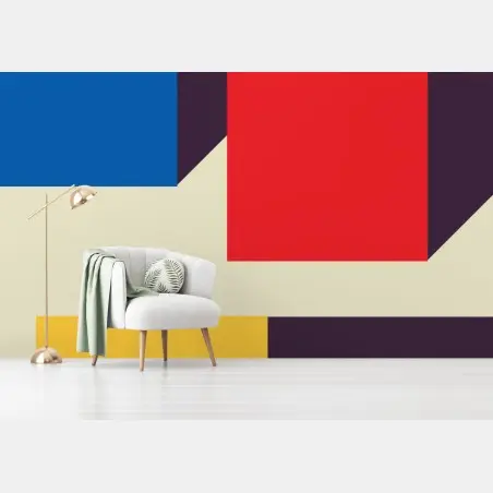 Papier peint cube en perspective aux couleurs primaires – Wallnifity®