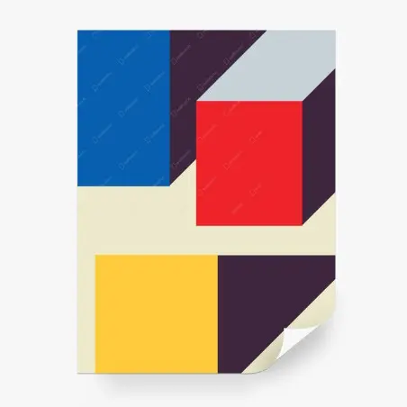 Papier peint cube en perspective aux couleurs primaires – Wallnifity®
