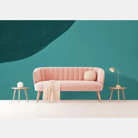 Papier peint composition abstraite verte minimaliste – Wallnifity®