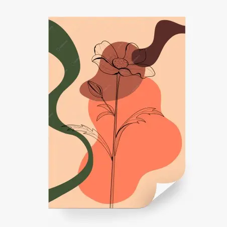 Papier peint fleur minimaliste aux formes organiques – Wallnifity®