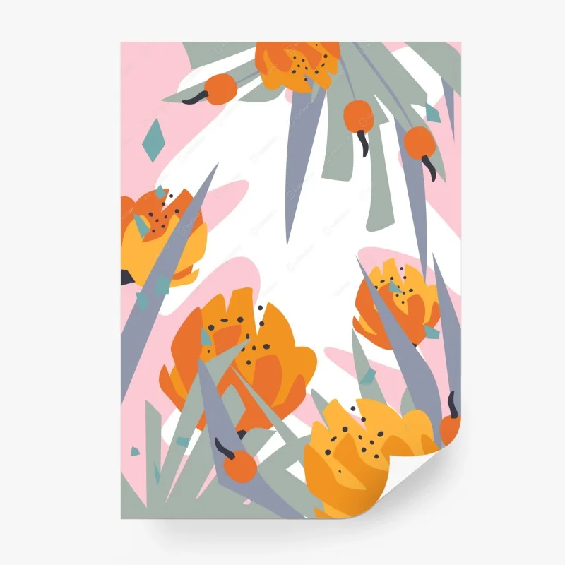 Papier peint motif floral abstrait corail et pastel – Wallnifity®