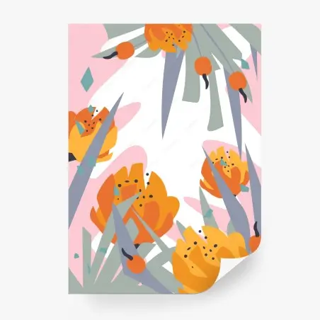 Papier peint motif floral abstrait corail et pastel – Wallnifity®