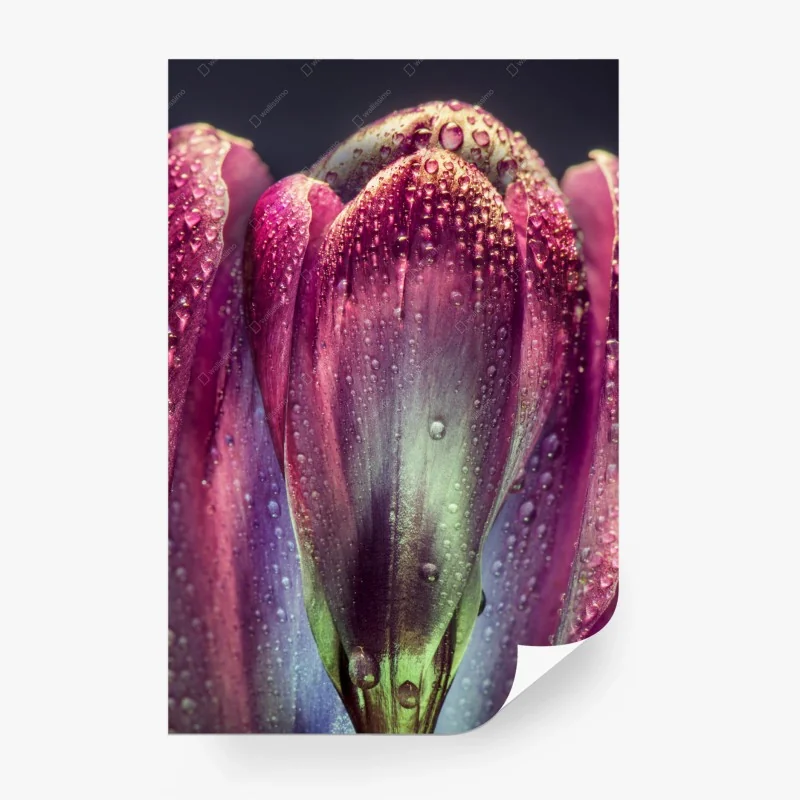 Papier peint bouton floral violet en gouttes de rosée – Wallnifity® Papier peint bouton floral violet en gouttes de rosée – Wallnifity®