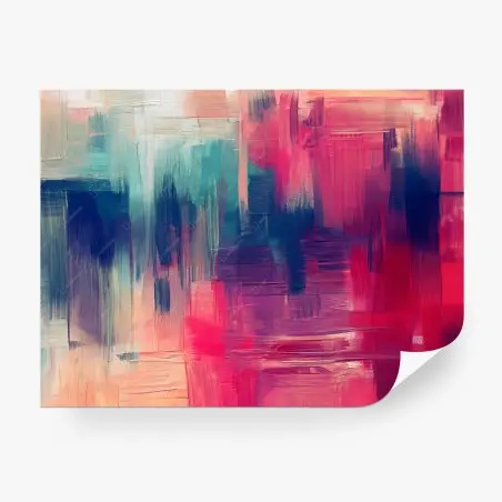 Papier peint vibrations abstraites rose et turquoise – Wallnifity®