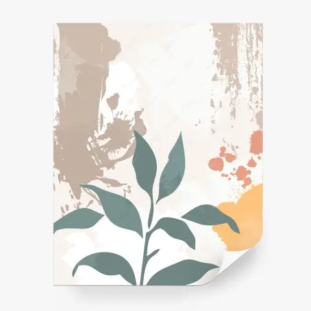 Papier peint feuillage minimaliste aux tons doux – Wallnifity®