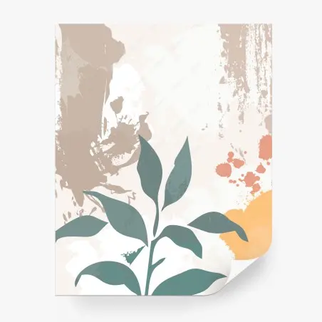 Papier peint motif botanique abstrait aux tons pastel – Wallnifity®