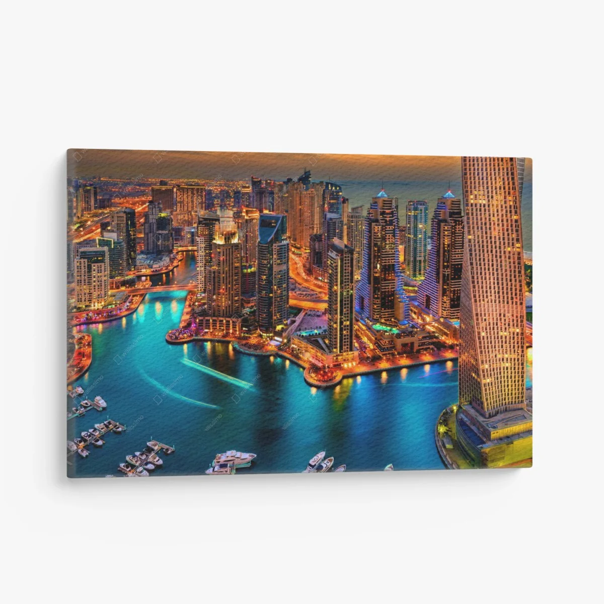 Tableau sur toile marina de Dubaï au crépuscule – Wallnifity® Tableau sur toile marina de Dubaï au crépuscule – Wallnifity®