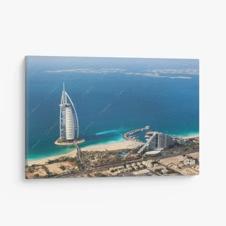 Tableau sur toile vue aérienne du Burj Al Arab sur la côte de Dubaï – Wallnifity®