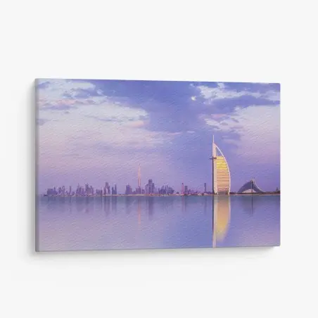 Tableau sur toile coucher de soleil sur la skyline de Dubaï – Wallnifity®