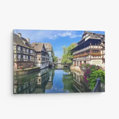 Tableau sur toile vue pittoresque sur les maisons à colombages de Strasbourg – Wallnifity®