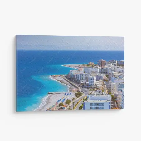 Tableau sur toile plage colorée à Rhodes – Wallnifity®