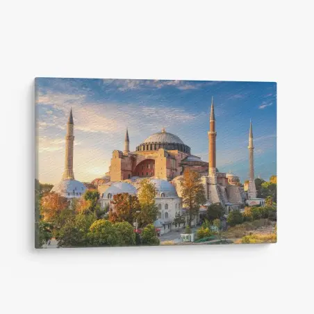 Tableau sur toile lever de soleil sur Sainte-Sophie à Istanbul – Wallnifity®