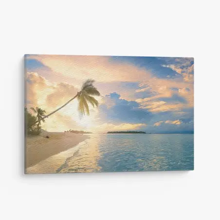Tableau sur toile coucher de soleil tropical aux Maldives – Wallnifity®