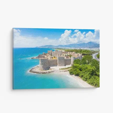 Tableau sur toile forteresse côtière au bord de la mer – Wallnifity®