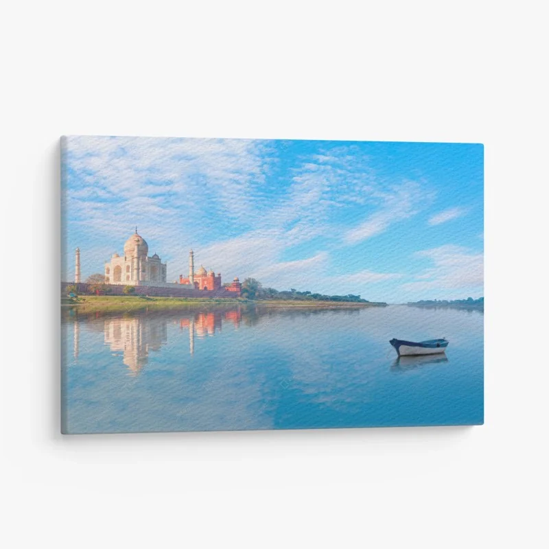Tableau sur toile reflet paisible du Taj Mahal au bord de l'eau – Wallnifity® Tableau sur toile reflet paisible du Taj Mahal au bord de l'eau – Wallnifity®