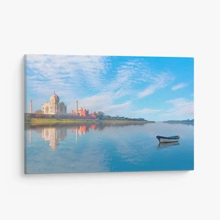 Tableau sur toile reflet paisible du Taj Mahal au bord de l'eau – Wallnifity®