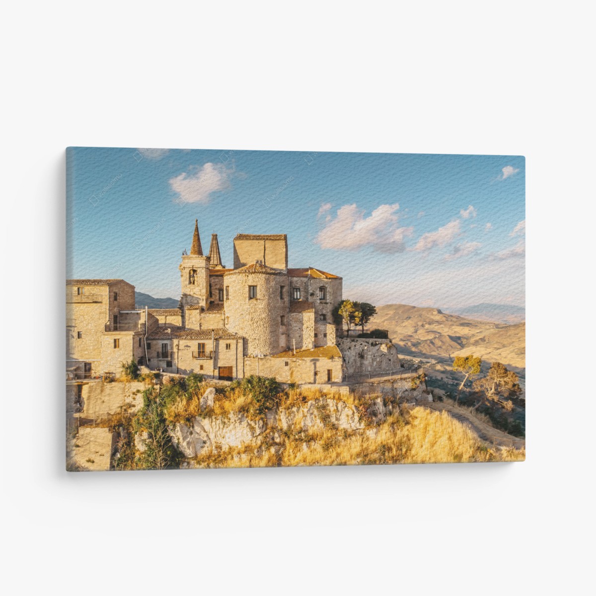 Tableau sur toile village médiéval perché sur la colline – Wallnifity®