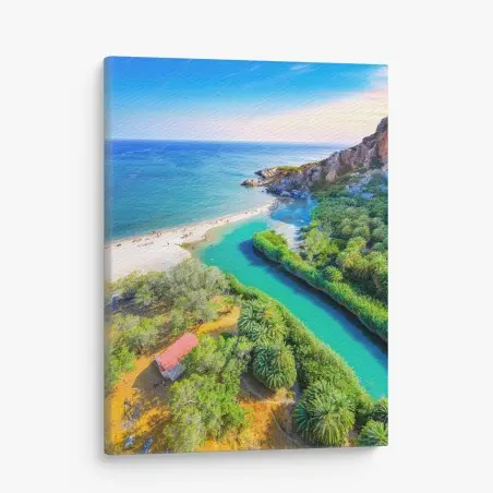 Tableau sur toile paysage côtier paradisiaque aux eaux turquoise – Wallnifity®